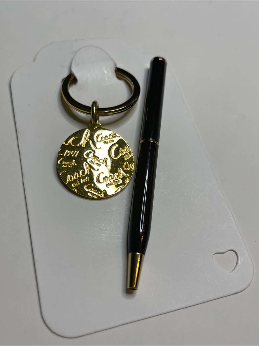 Coach Black Pen and Gold Coach Logo Keychain - Picture 4 of 6